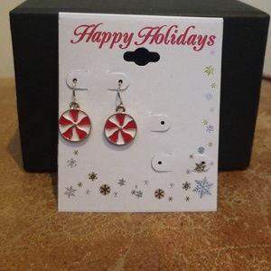 5 for 25!🤑Peppermint candy enamel dangle earrings